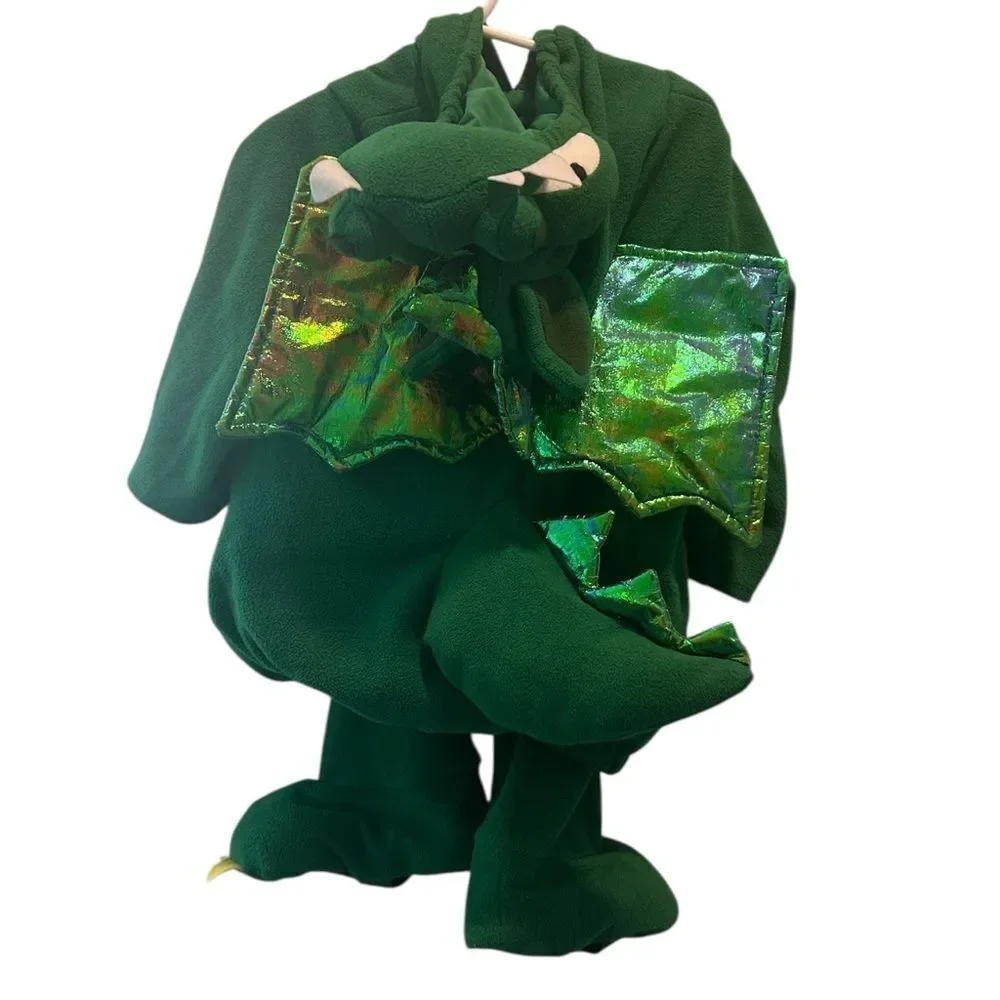 Old Navy Kids Green Dragon Dinosaur Costume One-Piece Hooded Jumpsuit Size 2T/3T